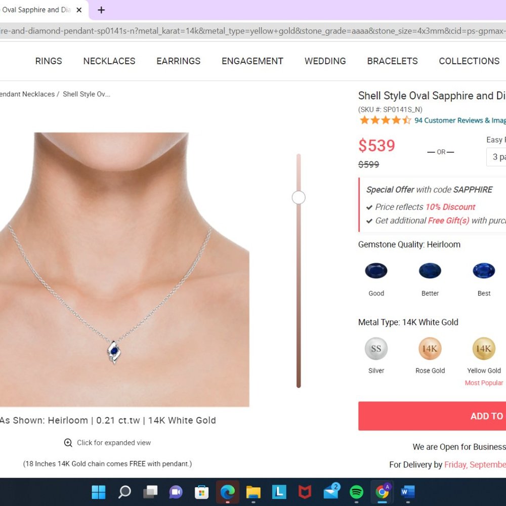Angara sapphire and diamond necklace - Picture 3 of 6